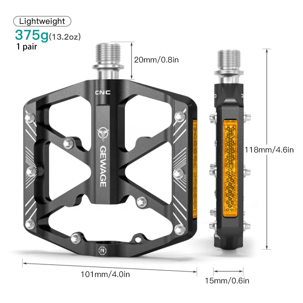 Bike Pedals Aluminum Alloy Pedals with Reflectors Mountain Bike Pedals Cycling Pedals Platform