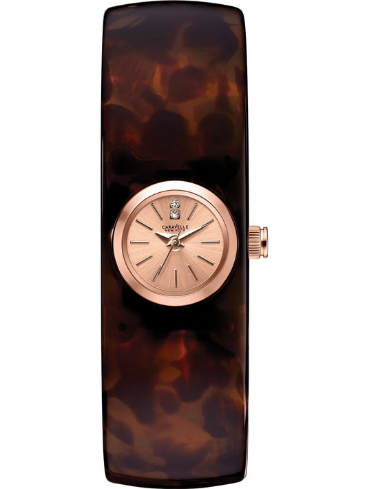 Caravelle Women's Resin Bangle Watch - Tortoise