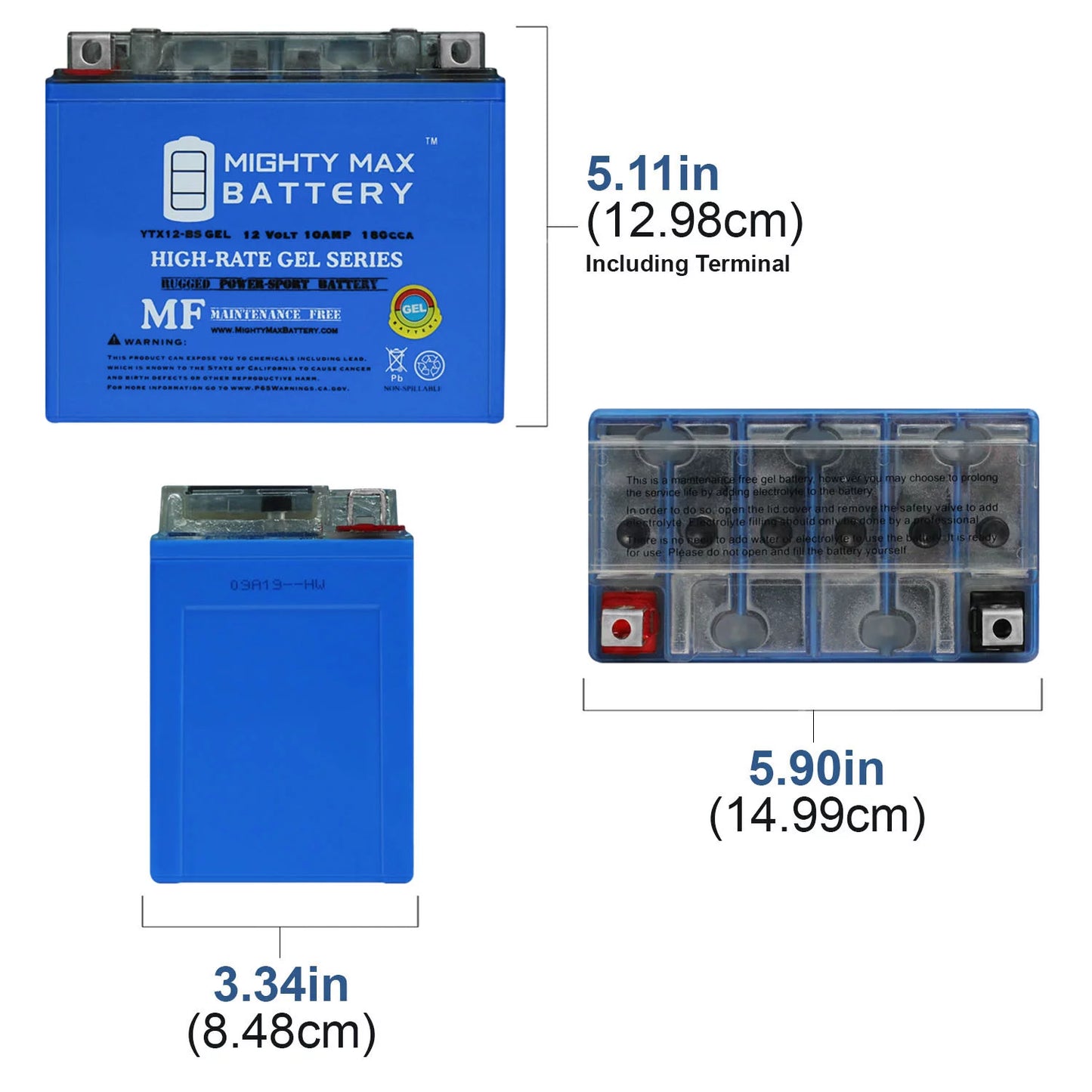 YTX12-BSize 12V 10AH GEL Battery for Sizeuzuki GSizeX-R1000 + 12V 2Amp Charger