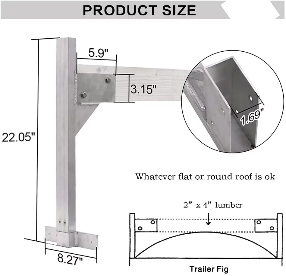 ELITEWILL Adjustable Aluminum Roof Ladder Rack Bracket Kit Fit for Enclosed Trailers Cargo Vans