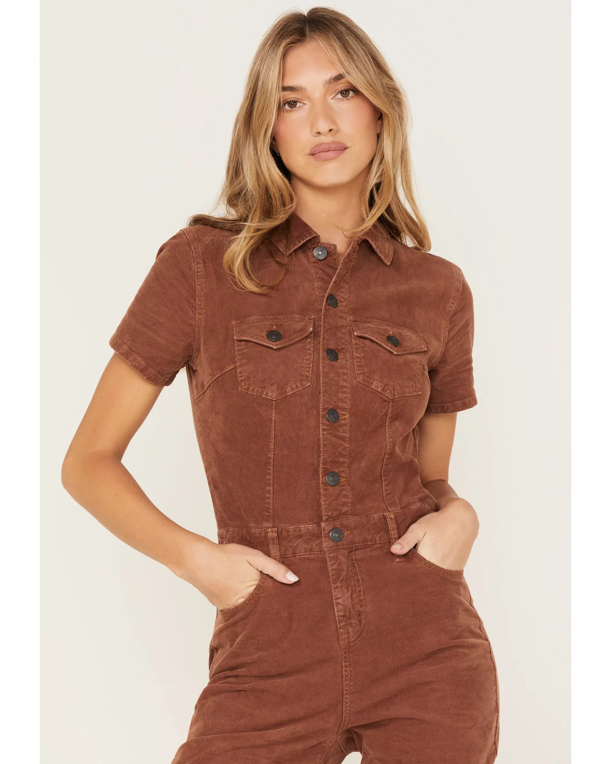 Cleo + Wolf Women's Corduroy Jumpsuit Dark Brown Large  USize