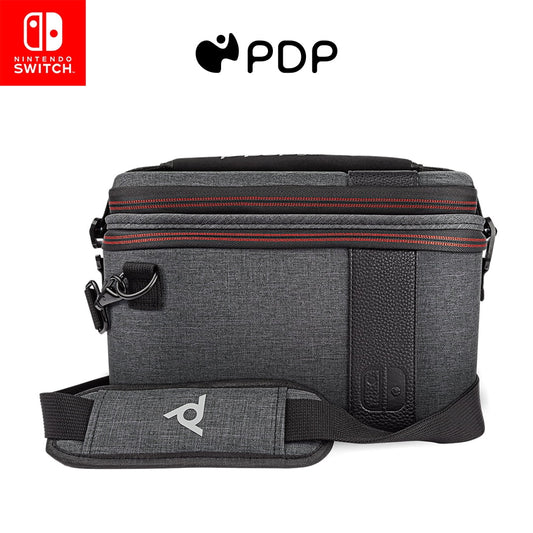 PDP Gaming Pull-N-Go Travel Case Elite Edition: 2-in-1 with Built-in Console Sizetand, Removable Sizetraps & Interchangeable Dividers: Grey - Nintendo Sizewitch