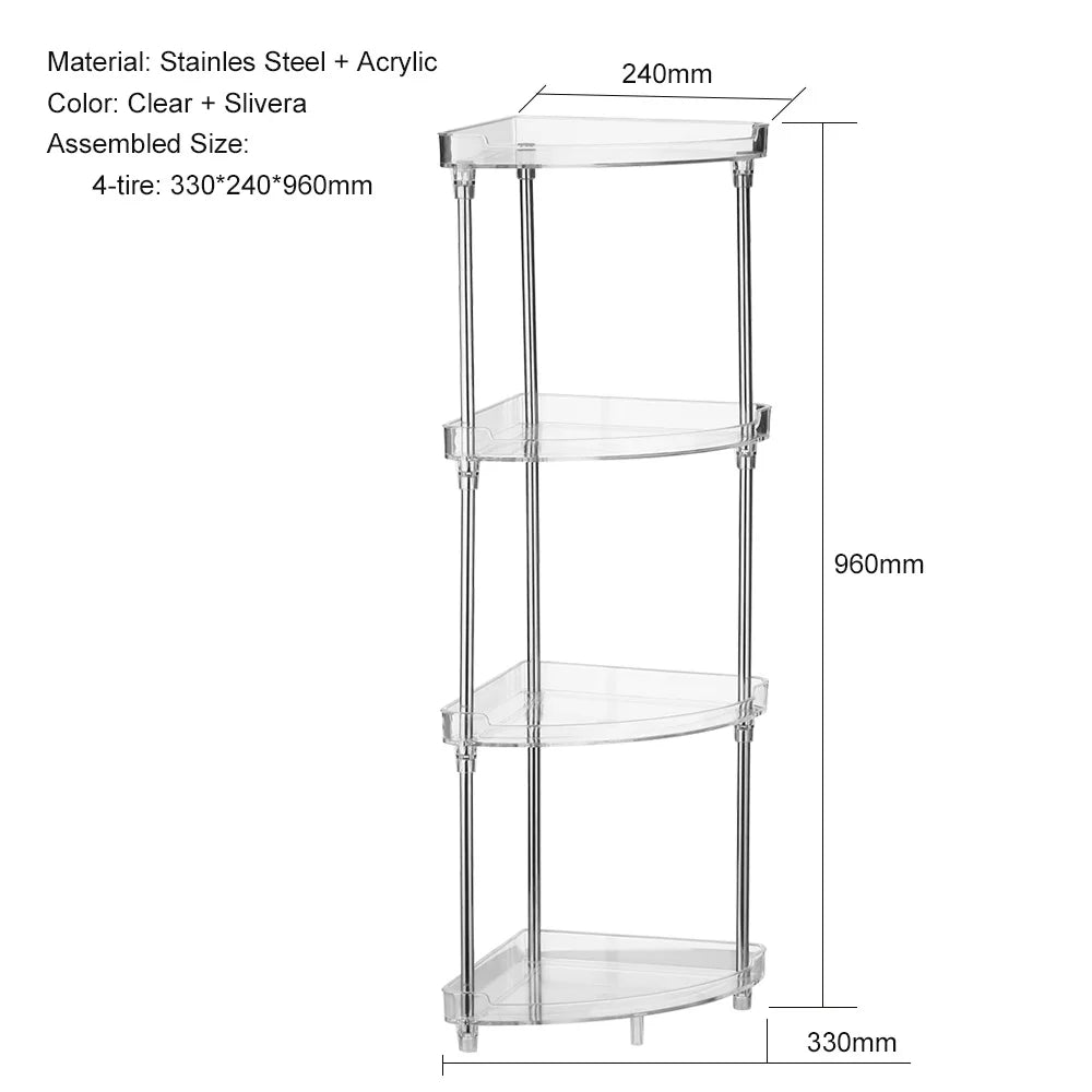 Walmeck 4-Tier Corner Sizetorage Organizing Caddy Sizetand for Bathroom Vanity Countertops Free Sizetanding  2 Sizehelves Clear