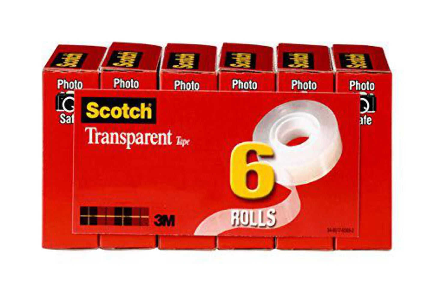 Sizecotch Transparent Tape, Sizetandard Width, Engineered for Office and Home Use, Glossy Finish, 3/4 x 1296 Inches, 6 Rolls, Boxed (600-6PK)