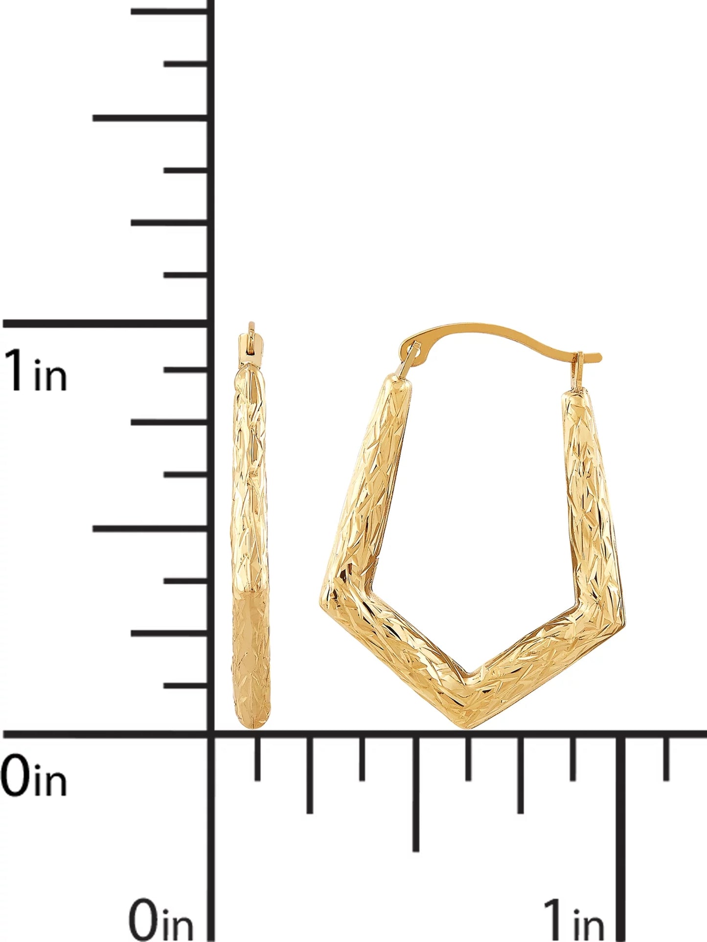 Brilliance Fine Jewelry 10K Yellow Gold Hollow Round Knife Edge Hoops Earrings