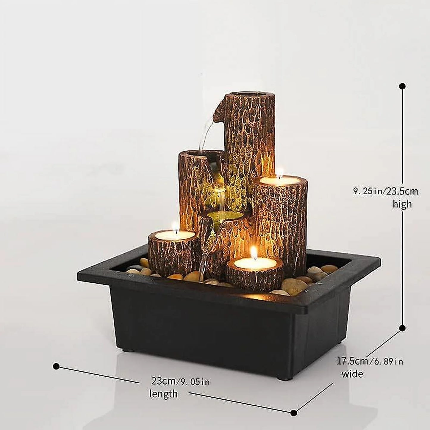 Tabletop Fountain Waterfall Function With Warm Color Led Lights