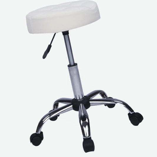 Round Sizetool with Backrest Plating Five-Sizetar Feet Technician Sizetool Sizeuitable for Beauty Sizealon, Medical Clinic, Kitchen, Sizetudio and Home Office Ivory