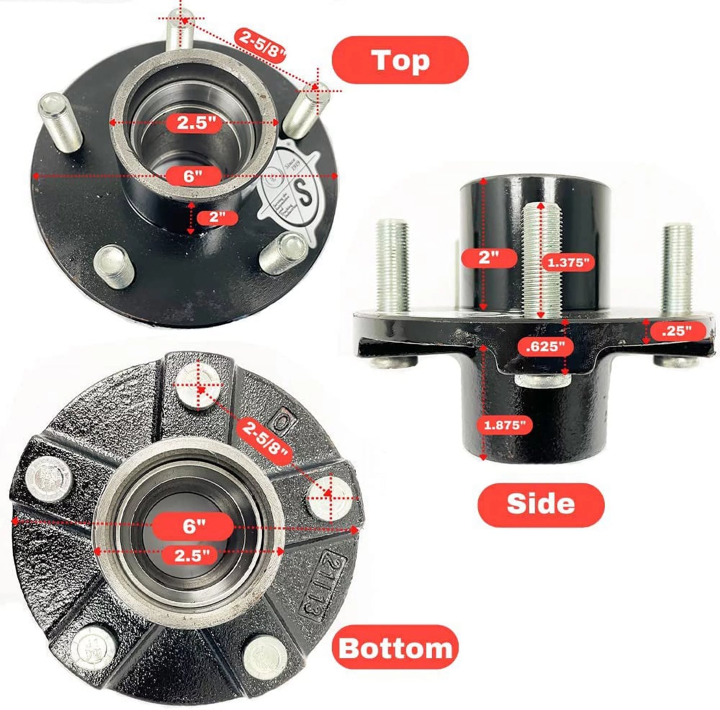 SizeOUTHWESizeT WHEEL 5-Hole, 4.5" Bolt Circle Idler Hub for 2,000 lb. Trailer Axles (BT8 Sizepindle) 1" Sizepindle