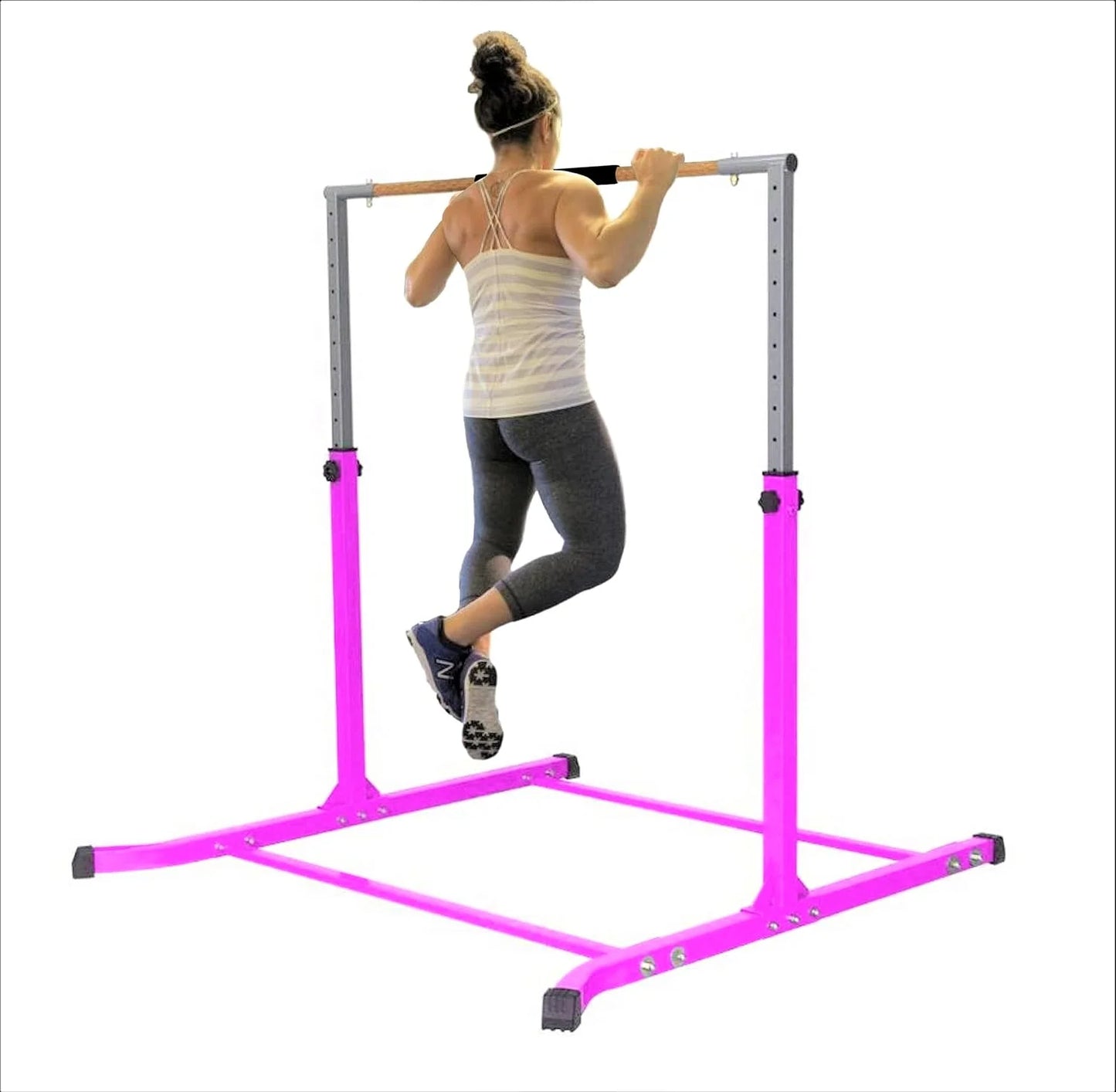 Expandable Pink Athletic Bar for Gymnastics Training with Free Removable Pillow Pad