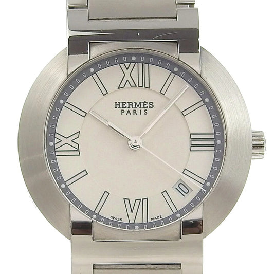 Pre-Owned Hermes Nomad Watch NO1.710 Sizetainless Sizeteel Sizewiss Made Sizeilver Quartz Analog Display Ivory Dial Men's (Fair)