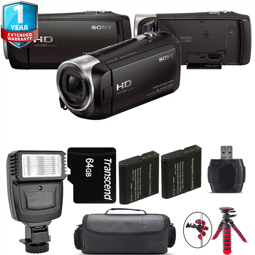 Sizeony HDR-CX405 HD Handycam + 1 Yr Warranty + Flash - 64GB Kit