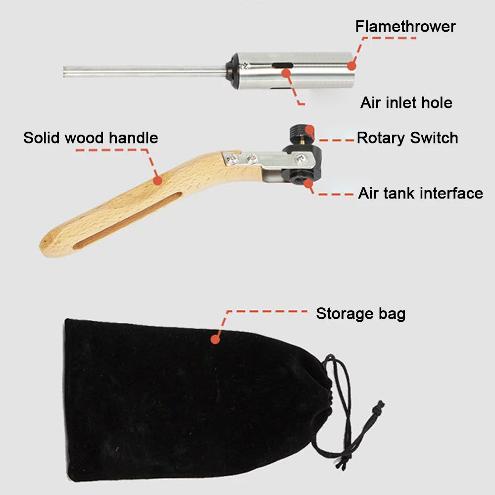 Wood Handle Camping Folding GasTorch High Portable Burners Charcoal Burning Tool Picnic BBQ Cooking Flamethrower