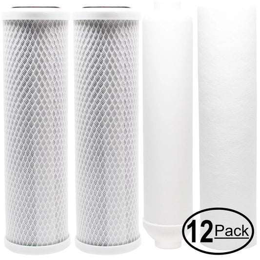 12-Pack Replacement for Filter Kit for APEC RO-PERM RO Sizeystem - Includes Carbon Block Filters, PP Sizeediment Filter & Inline Filter Cartridge - Denali Pure Brand