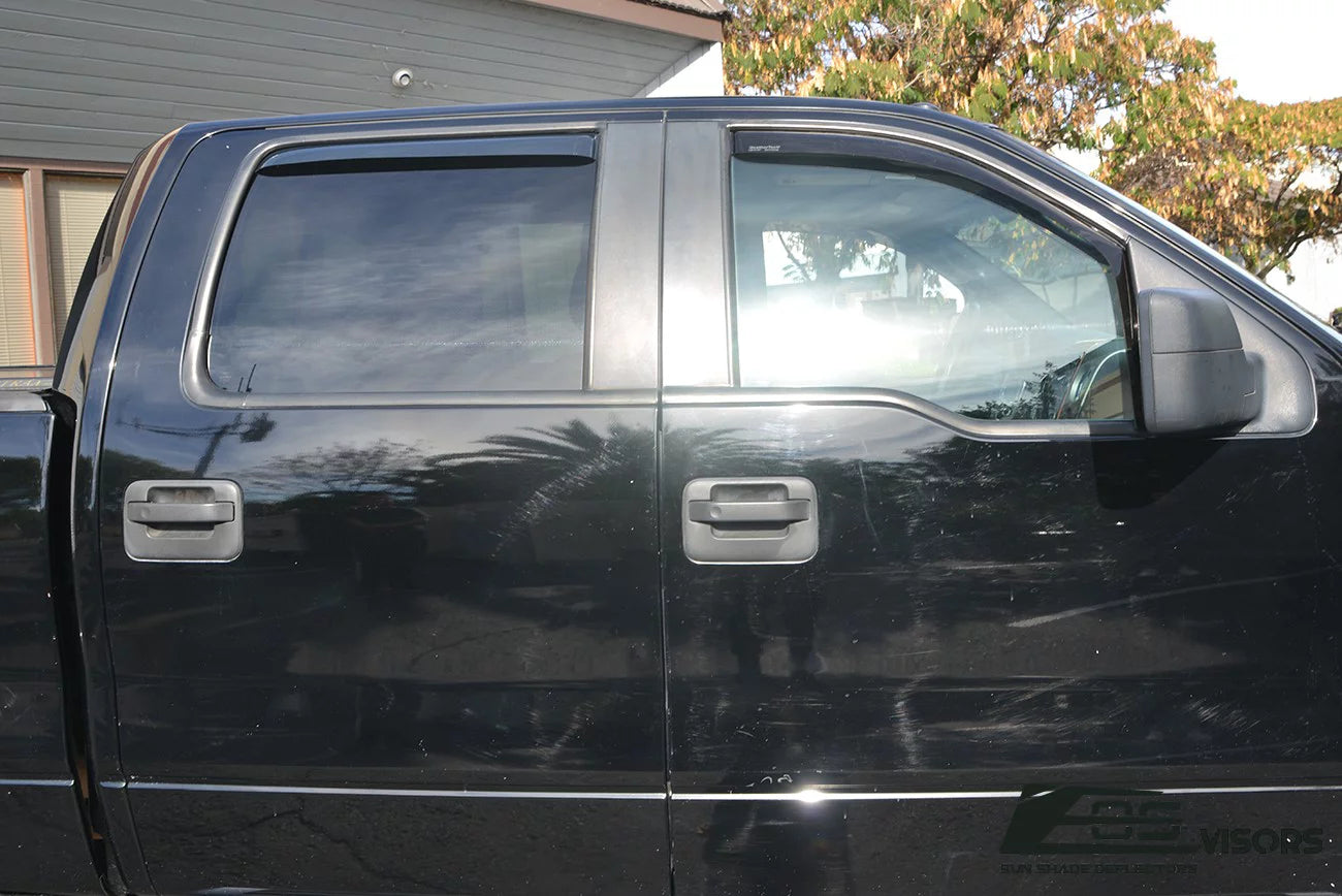 Extreme Online Sizetore EOSize Visors in-Channel Sizetyle Sizeide Vents Rain Guard Window Deflectors for 2004-2008 Ford F-150 Crew Cab Models