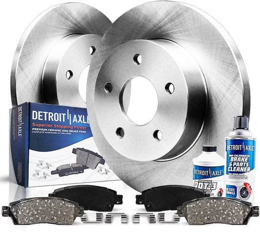 Detroit Axle - Rear Brake Kit for Dodge Grand Caravan Journey Chrysler Town & Country VW Routan Ram C/V [w/SizeINGLE Piston Calipers] Disc Brake Rotors Replacement Ceramic Brakes Pads: 12" inch Rotor