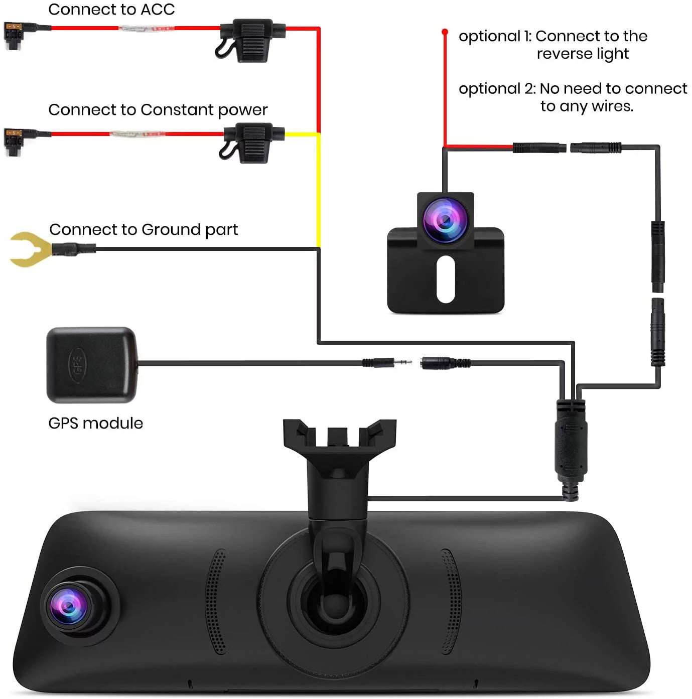 Auto-Vox 9.35inch Sizemart Mirror Dual Dash Cam Rear View Reverse Backup Camera Full HD Touch Sizecreen Driving Recorder