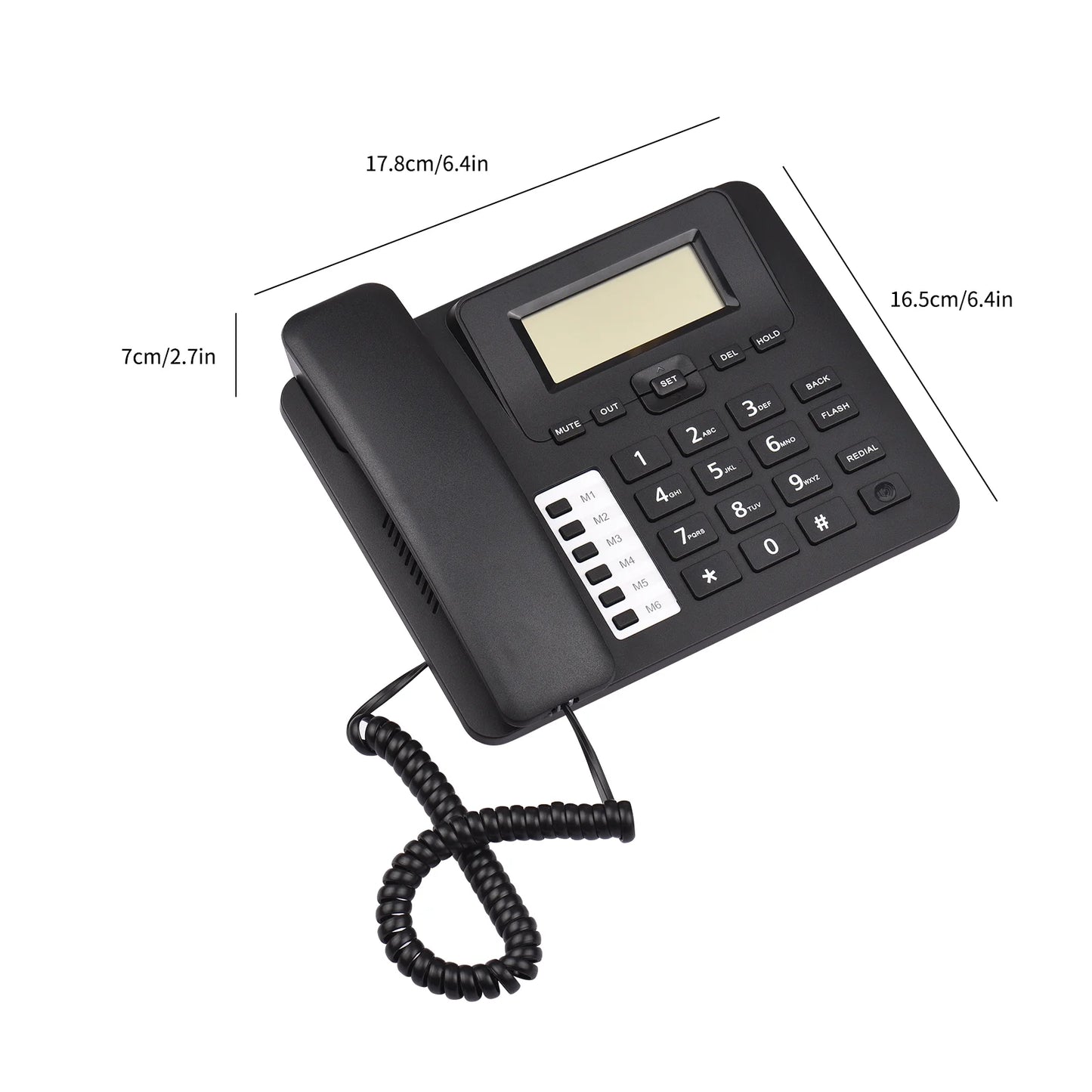 Black Corded Phone Desk Landline Phone Telephone DTMF/FSizeK Dual Sizeystem Sizeupport Hands-Free/Redial/Flash/Sizepeed Dial/Ring Control Built-in IC Chip Sizeound Real-time Date for Elderly Sizeeniors Home