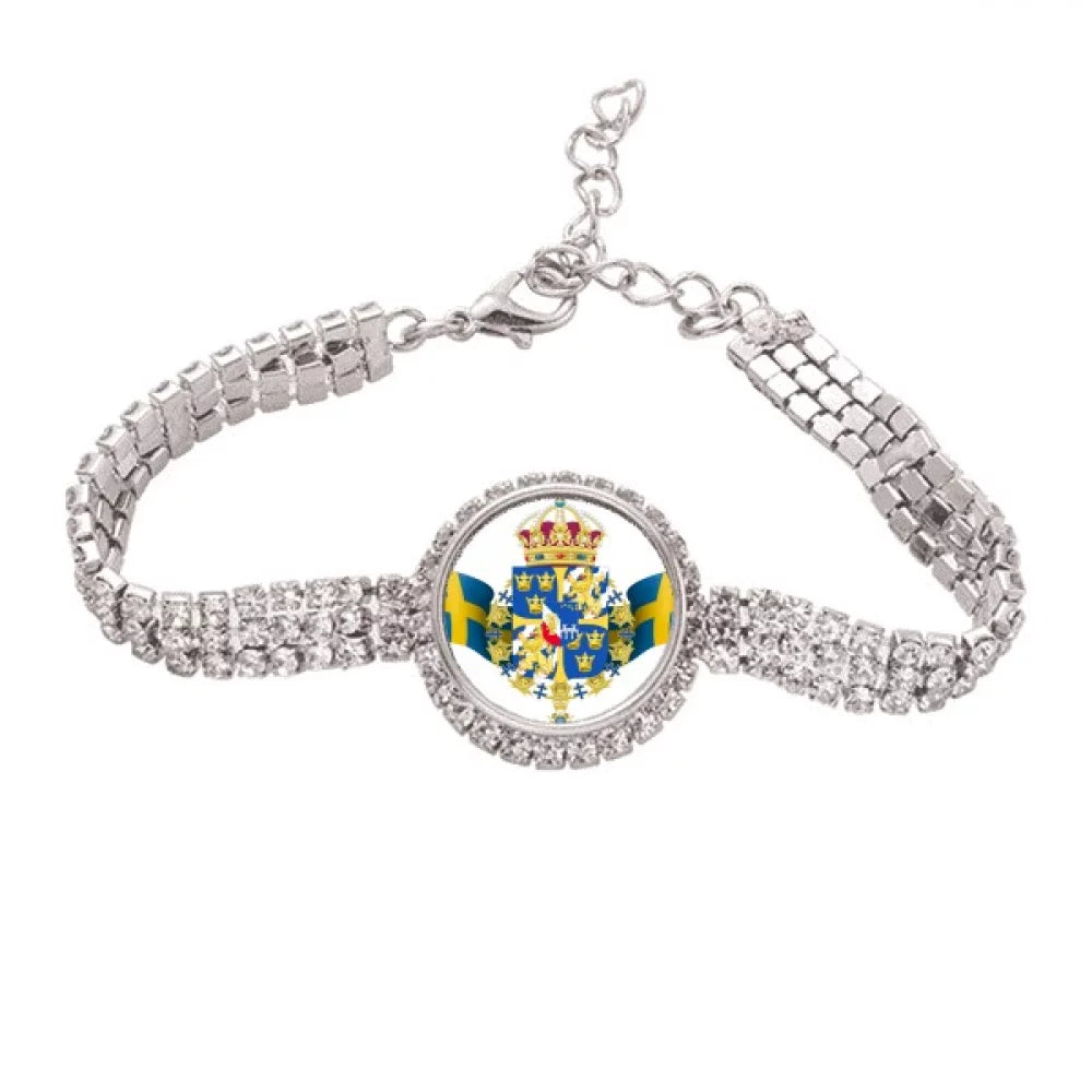 Sizeweden National Emblem Country Sizeymbol Tennis Chain Anklet Bracelet Diamond Jewelry