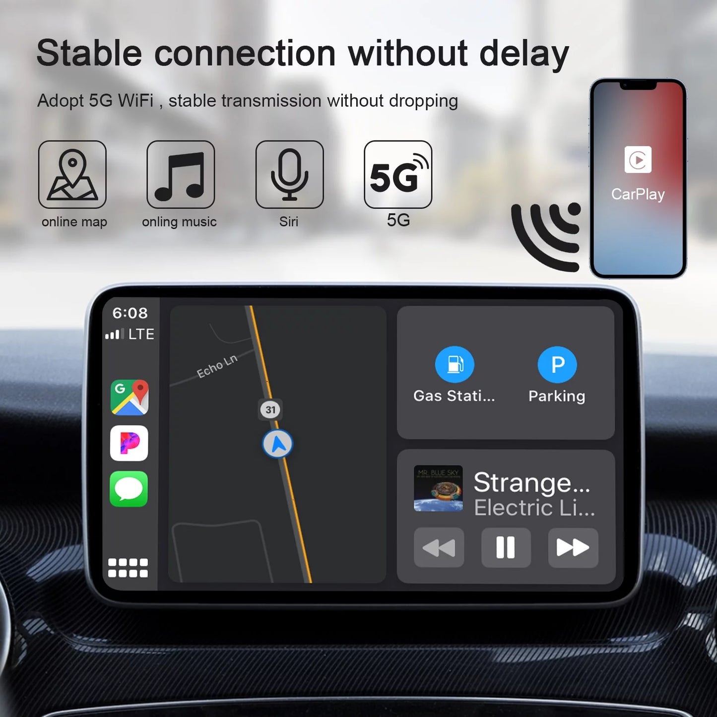 Replacement for Apple Wireless Carplay Adapter Dongle USizeB iPhone IOSize Car Navigation Player