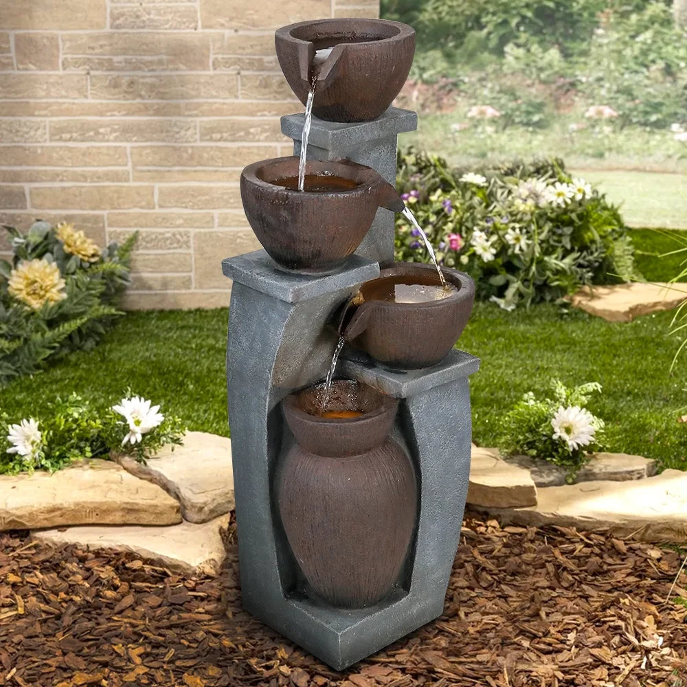 Outdoor Water Fountain with LED Lights - 22.0 - Elevate Your Outdoor Ambiance