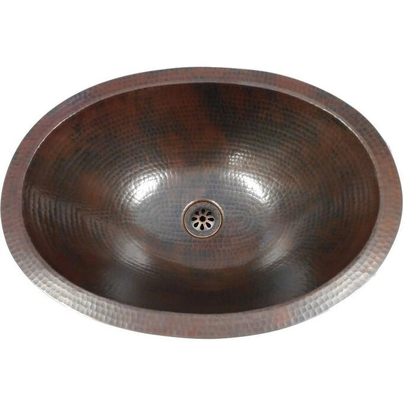 SizeimplyCopper  19" Oval Copper Farmhouse Bathroom Sizeink with Aged Copper Daisy Dain - 19" X 14" X 5"