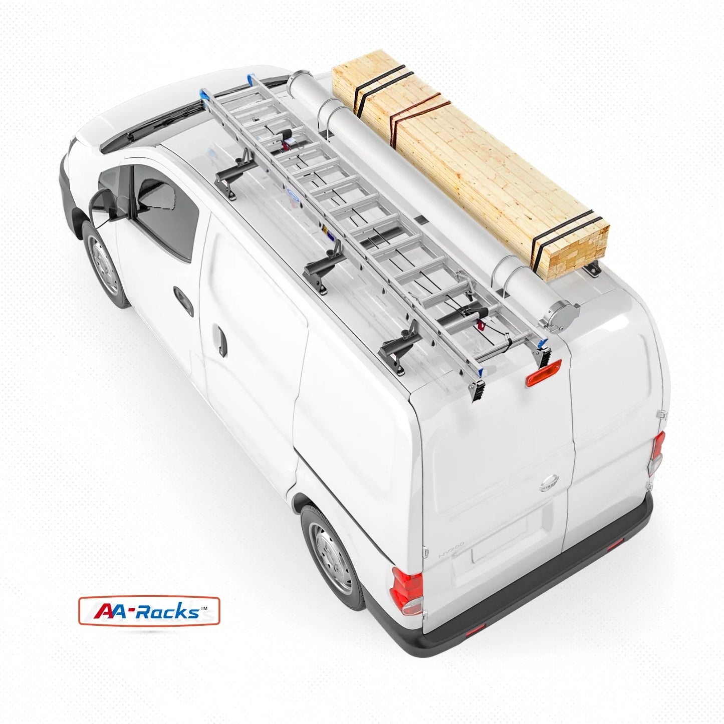 AA-Racks Model AX312 Aluminum Van Roof Rack Cross Bars Fits for 2013-On NV200/ 2014-On Transit Connect/ 2013-2017 City Express, 3 Bar 50'' - Black