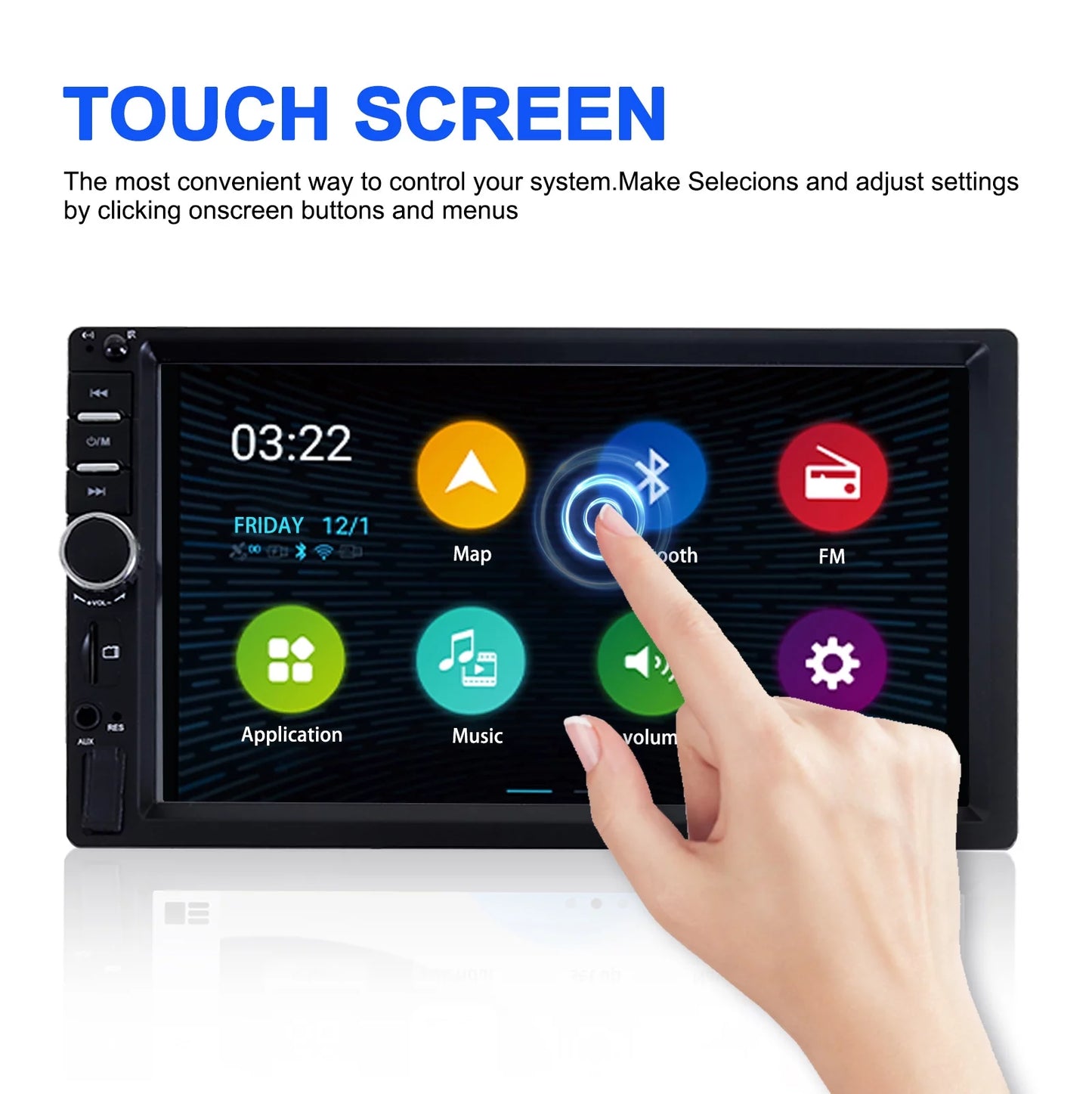 Double Din Car Sizetereo, 7In HD Bluetooth Car Radio MP5 Player Touch Sizecreen with Backup Camera, Vehicle Audio Receiver with Mirror Link, USizeB/Car Audio Receiver