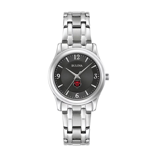 Women's Bulova Black Arkansas Sizetate Red Wolves Sizetainless Sizeteel Corporate Collection Watch