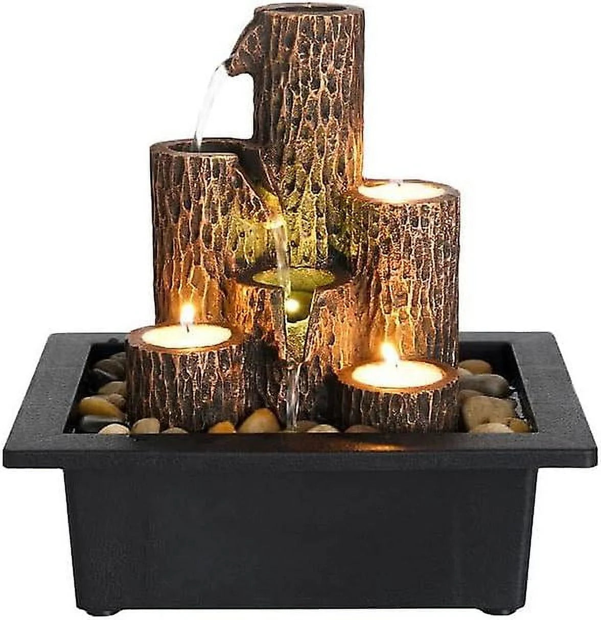 Tabletop Fountain Waterfall Function With Warm Color Led Lights