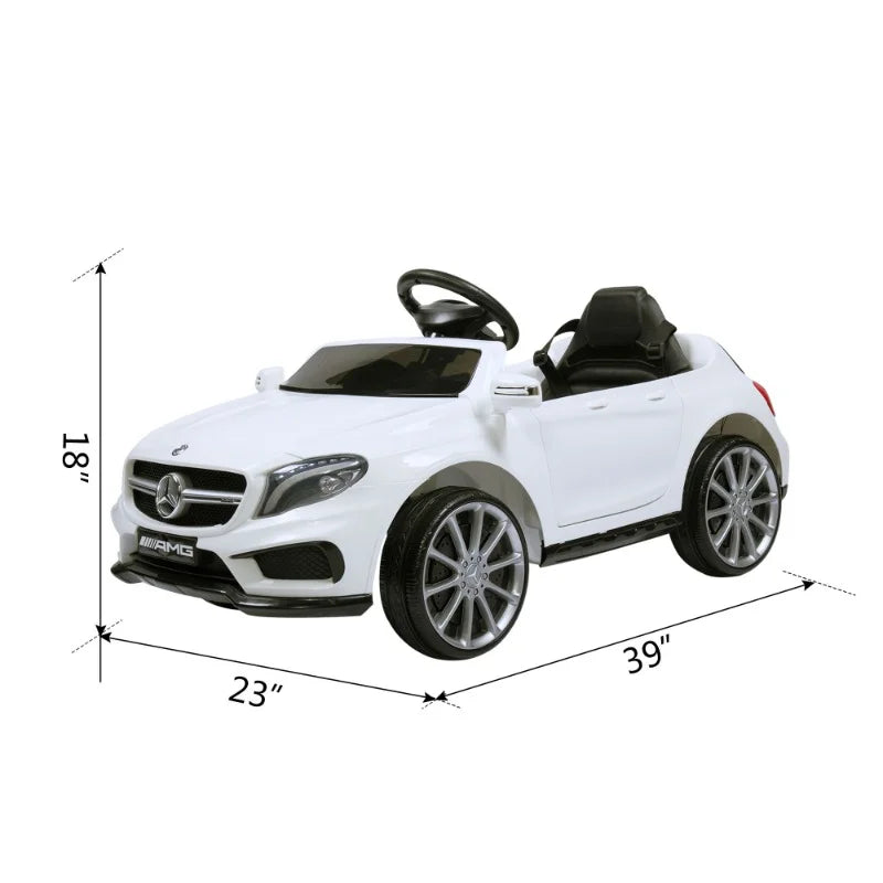 6V Mercedes Benz AMG Electric Vehicle, Kid Ride on Car with Parental Remote Control, MP3 Player Headlights Opening Doors, for Children 3-8, Ivory