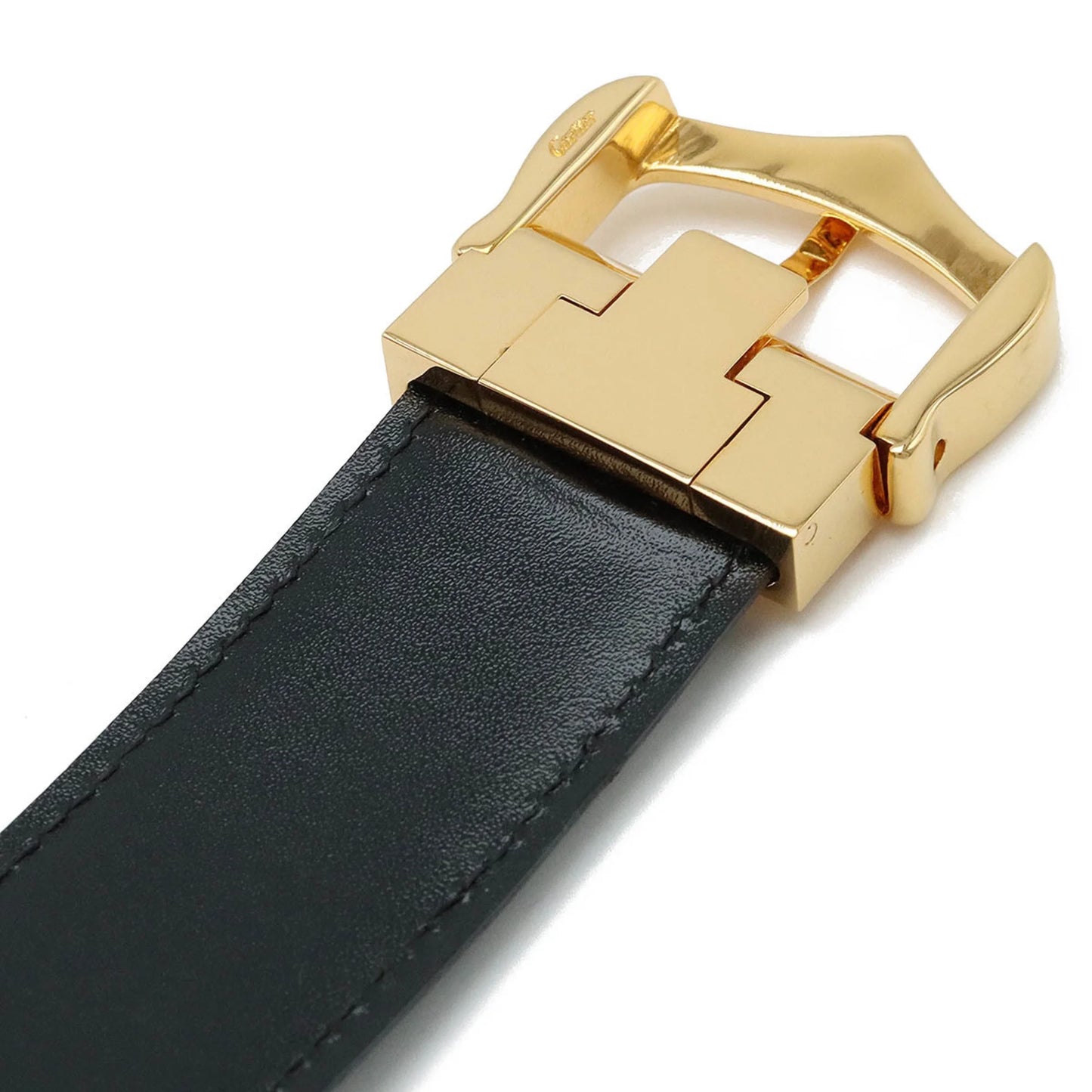 Pre-Owned Cartier Belt Leather Black Actual size approx. 109.5cm L5000011 (Like New)