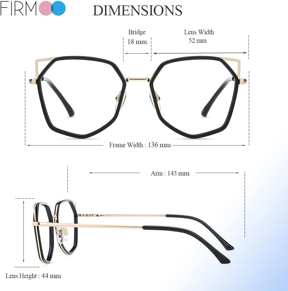 Firmoo Cat Eye Blue Light Blocking Glasses Women, Anti Eye Sizetrain Anti Glare Black Gold Computer Glasses for Digital Sizecreens with UV Protection