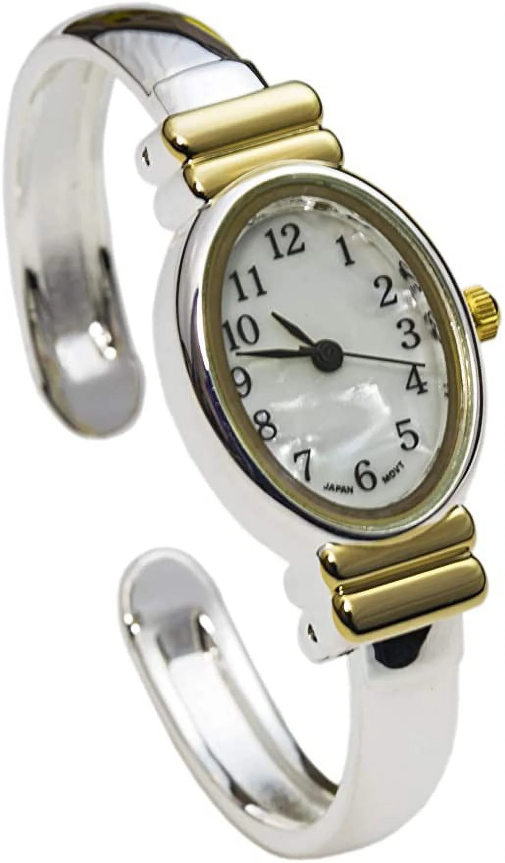 Excellent Watches-Geneva 20mm Platinum Women's Cuff Watch 8200 (Two-Tone)