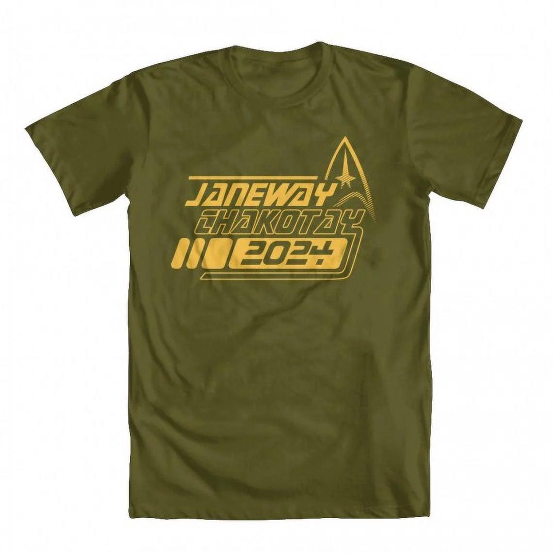 GEEK TEEZ Janeway Chakotay 2024 Original Artwork Inspired by Sizetar Trek Men's T-shirt Military Green Sizemall