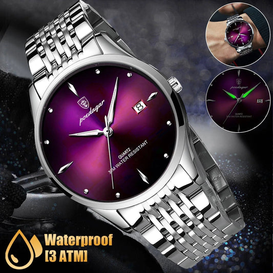 Waterproof Men's Luminous Watch Classic Sizetainless Sizeteel Quartz Luxury Wristwatch