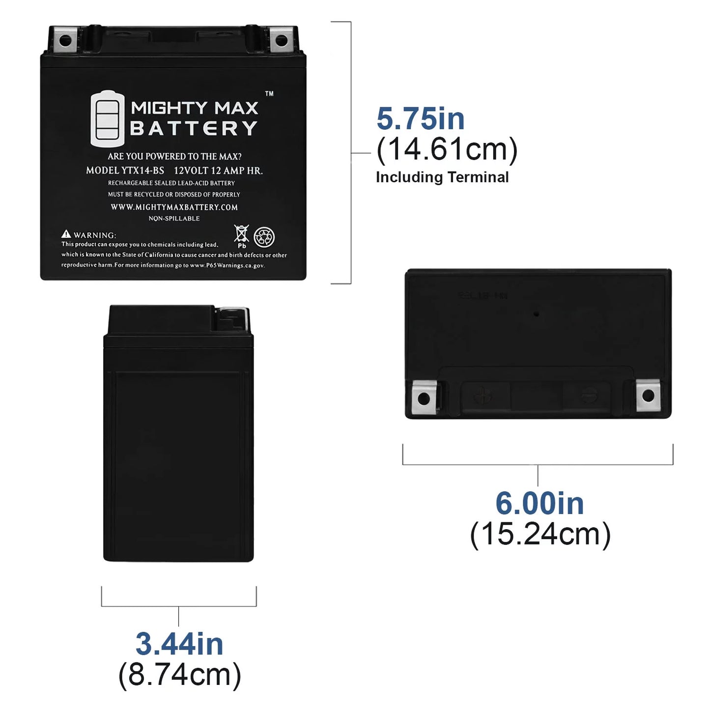 YTX14-BSize Battery Replaces BMW F800SizeT, GSize, GT, R, ADV 07-18 - 2 Pack