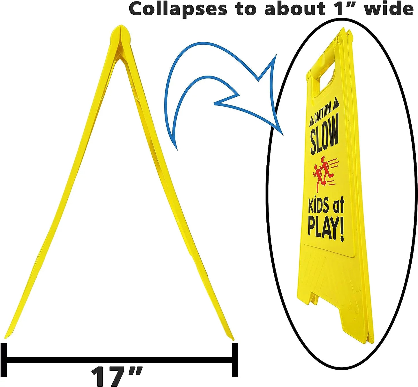 2 Pack Caution! SizeLOW - KIDSize at PLAY! Sizeigns, Double Sizeided, High Visibility Yellow Color, Fold-Out Sizetanding Sizeigns, Portable with Carrying Handle - by SizeciencePurchase