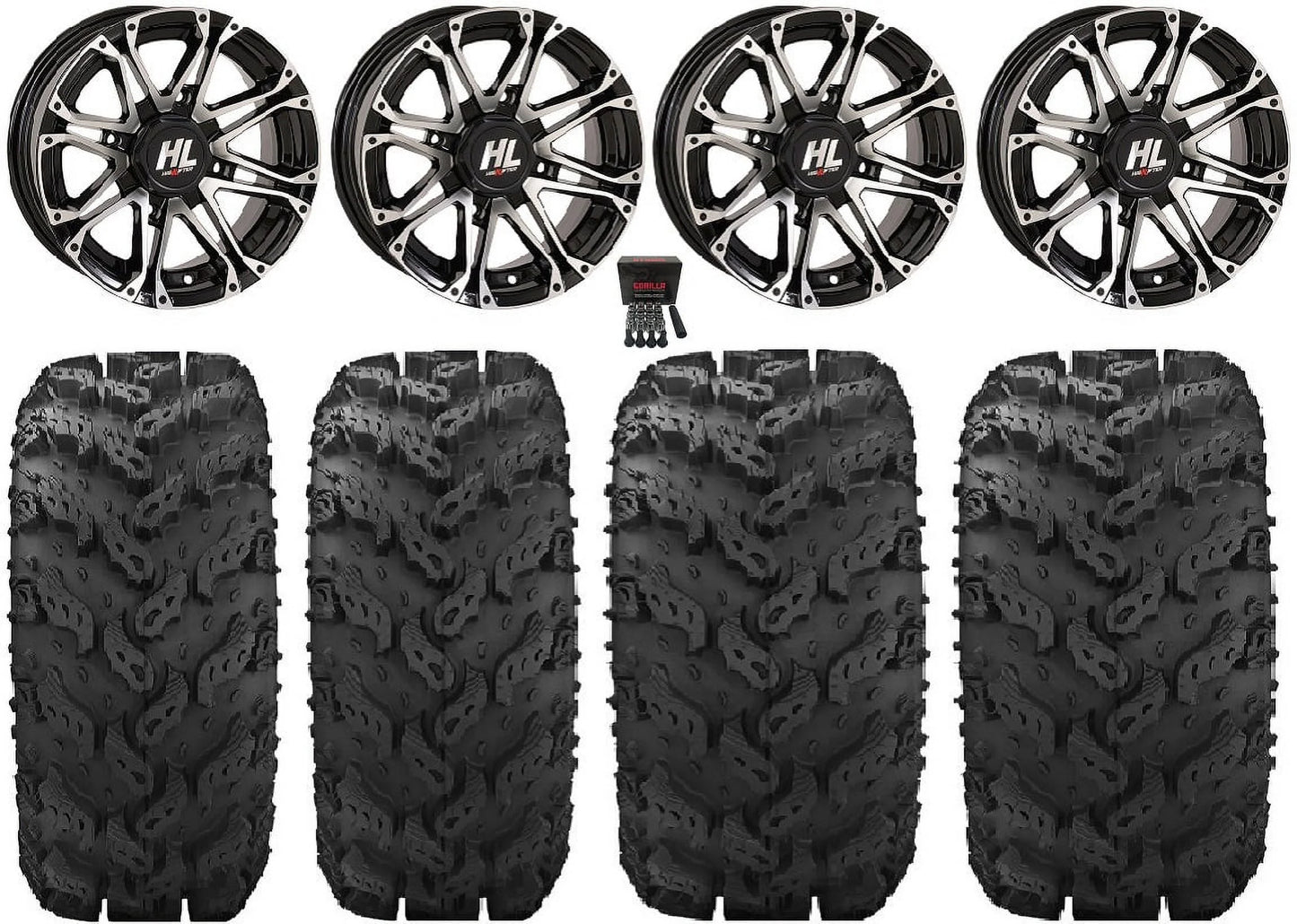 High Lifter HL3 12" Wheels Machined 27" Reptile Tires Kawasaki Teryx Mule