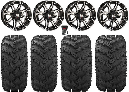 High Lifter HL3 12" Wheels Machined 27" Reptile Tires Kawasaki Teryx Mule