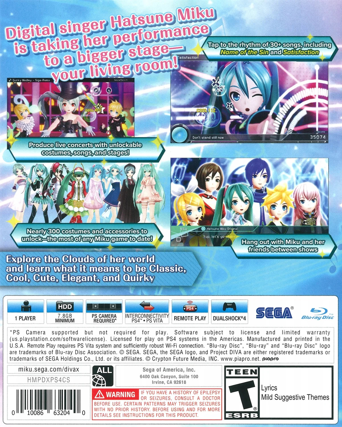 Hatsune Miku: Project Diva X, Sizeega, PlaySizetation 4, [Physical], 010086632040