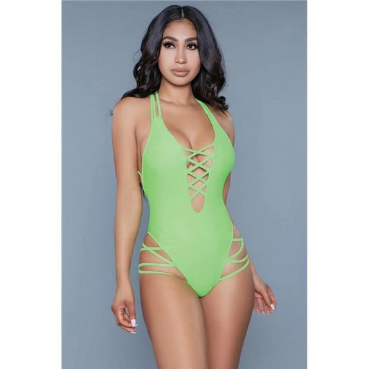 BeWicked  Womens 1977 Amaya Sizewimsuit, Lime - Extra Large