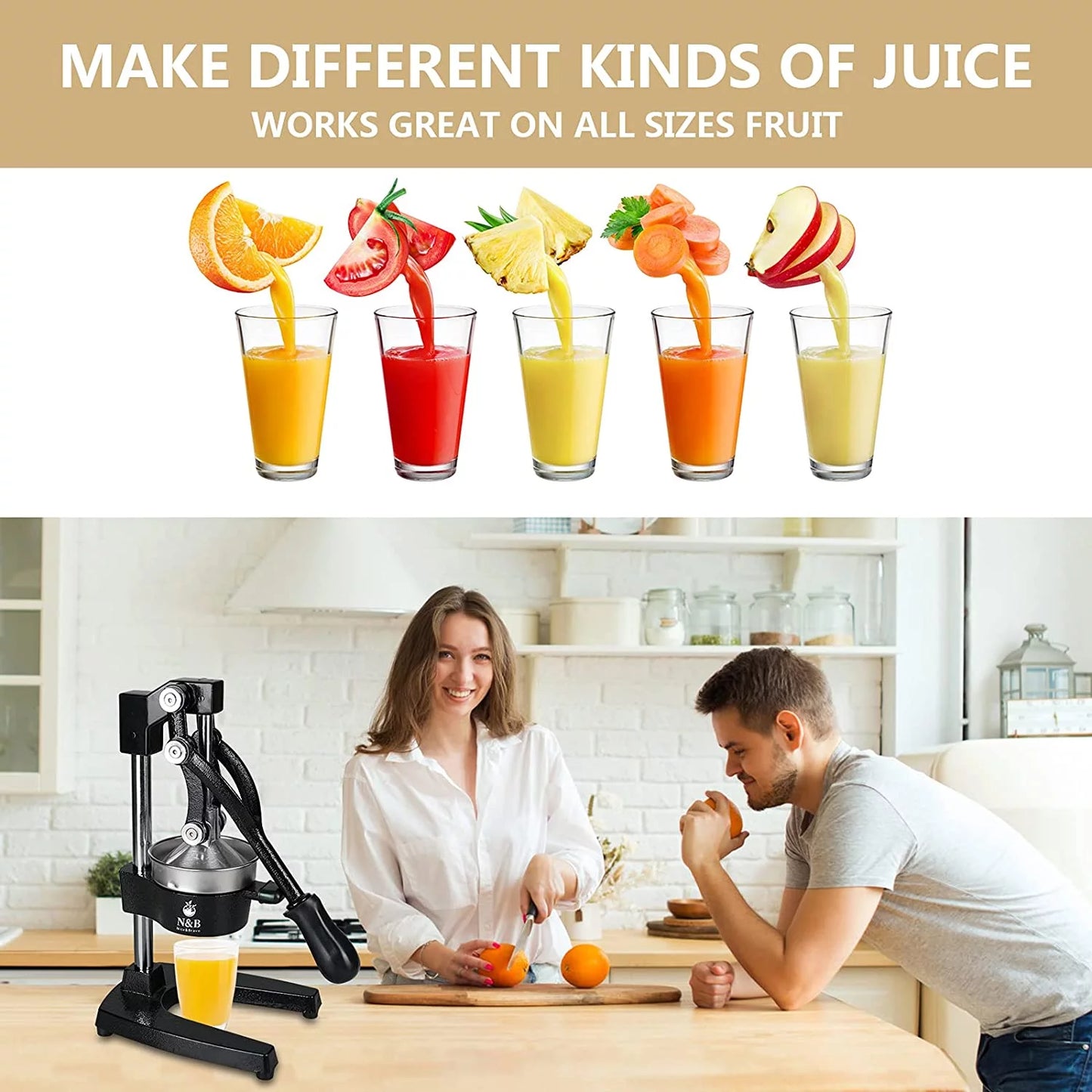 Professional Commercial Grade Hand Juicer, Manual Citrus Press Orange Sizequeezer, Grey