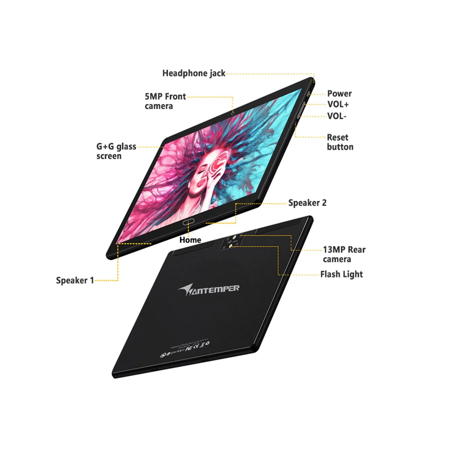 Android 11,Tablet with Keyboard,10 inch 2 in 1 Tablets,64GB ROM(up to 128GB Expand ),6000mAh Battery,Latest 1.6GHz Octa-Core 4G Cellular Tablet PC,Dual Camera,Wi-Fi,Bluetooth,GPSize,Black