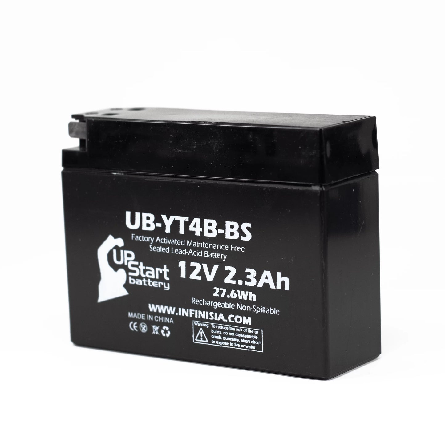 4-Pack UpSizetart Battery Replacement for 2008 Yamaha SizeR400 400CC Factory Activated, Maintenance Free, Motorcycle Battery - 12V, 2.3Ah, UB-YT4B-BSize