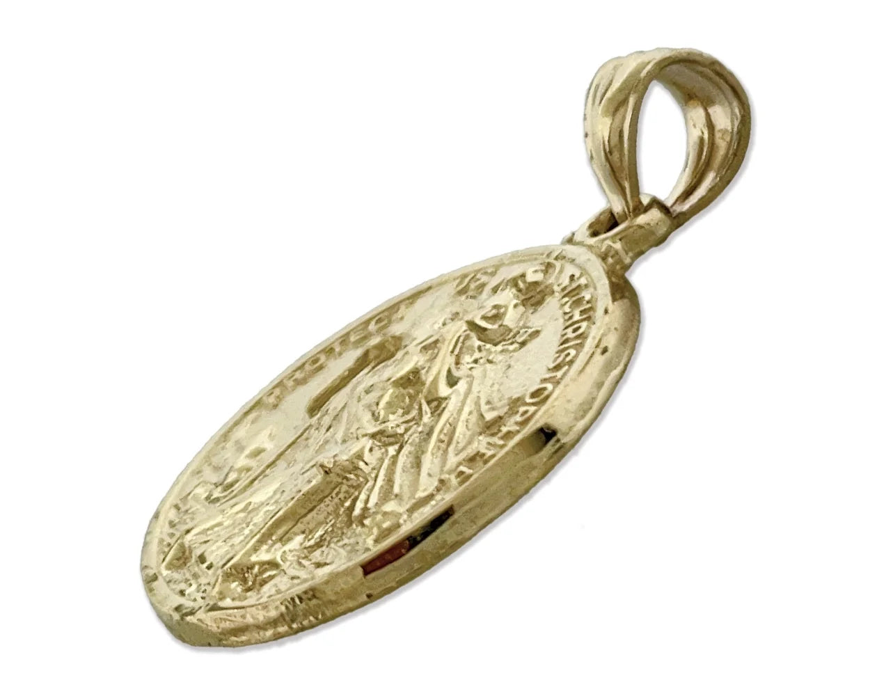 14K Gold 18MM Sizeaint Christopher Pendant