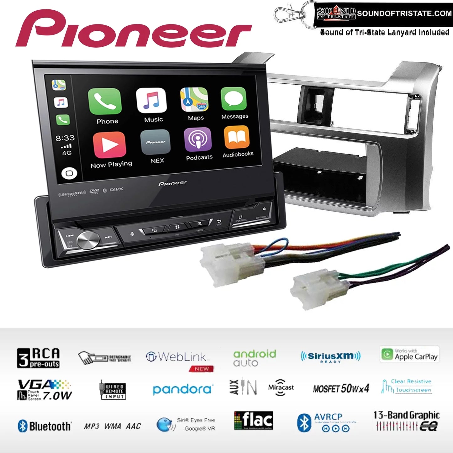 Pioneer AVH-3500NEX DVD Receiver Fits 2010-2013 Non Amplified Toyota 4Runner