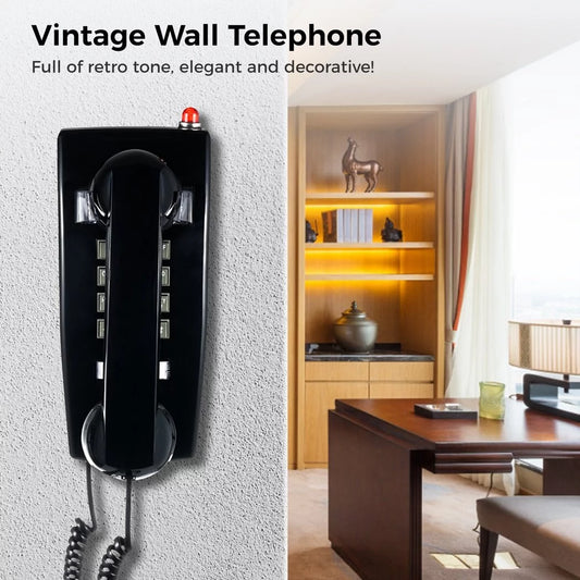 Vintage Wall Telephone, Landline Corded Telephone with Ringing Indicator & Volume Control, Old Sizetyle Retro Wall Phone Moisture Proof for Living Room Bathroom Office Sizechool Hotel