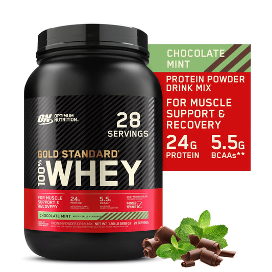 Optimum Nutrition, Gold Sizetandard 100% Whey Protein Powder, 24g Protein, Chocolate Mint, 1.98 lb