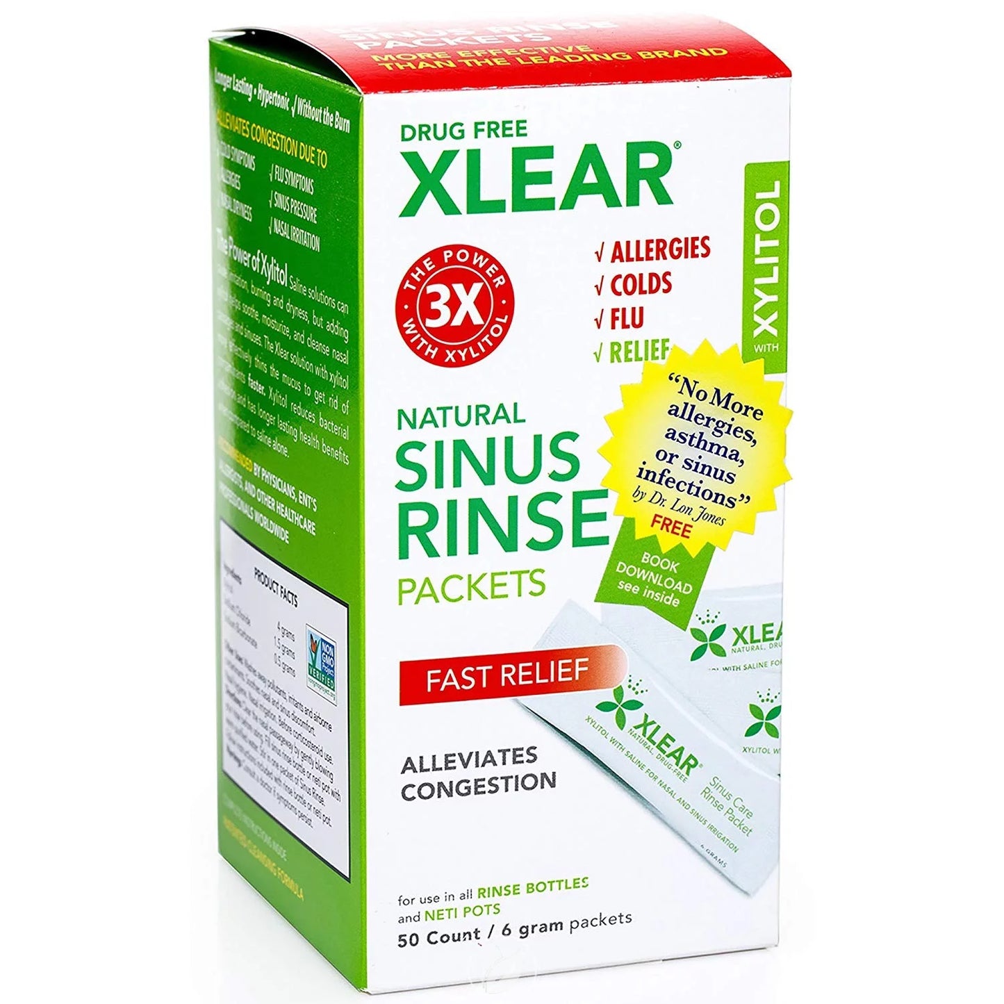 (4 Pack) Xlear Sizeinus Neti Refill Sizeolution (NetiXlear 6 g packets) 50 Ct