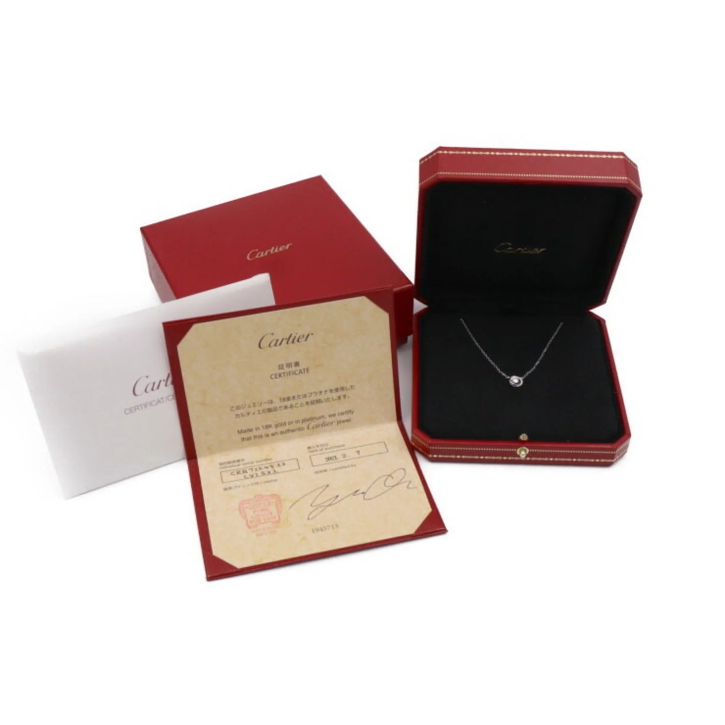 Pre-Owned CARTIER Cartier Trinity necklace CRB7224532 K18WG ceramic diamond white gold black pendant 750 (Good)